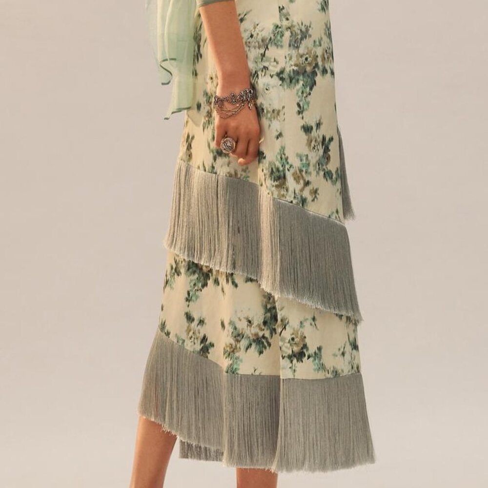 ❗️BLOGGERS FAVORITE❗️ZARA LIMITED EDITION FLORAL FRINGE SKIRT - Picture 14 of 16